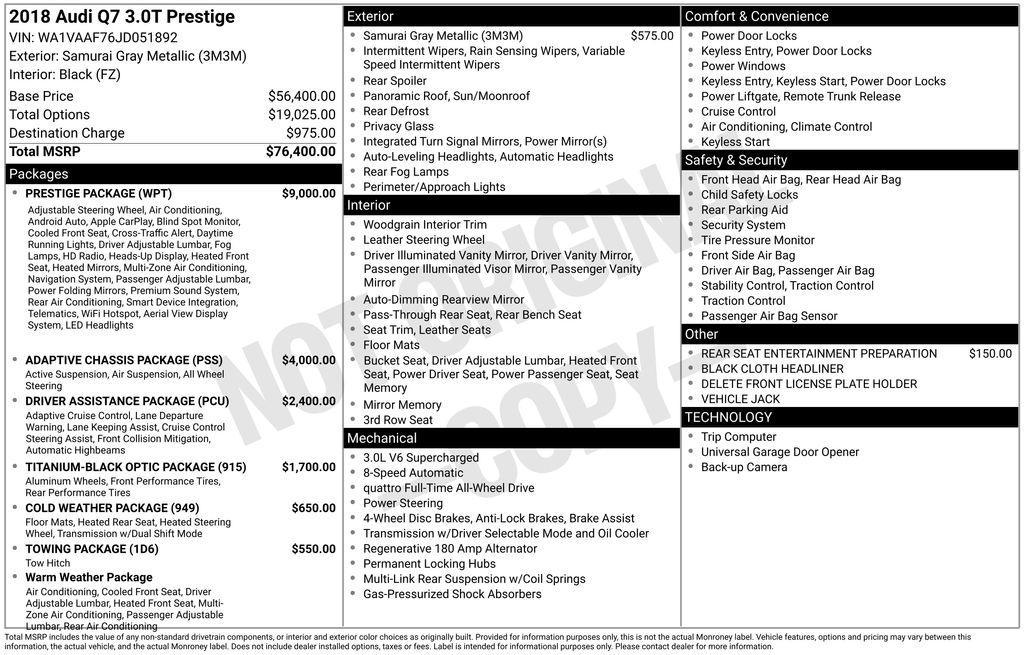 used 2018 Audi Q7 car, priced at $20,000