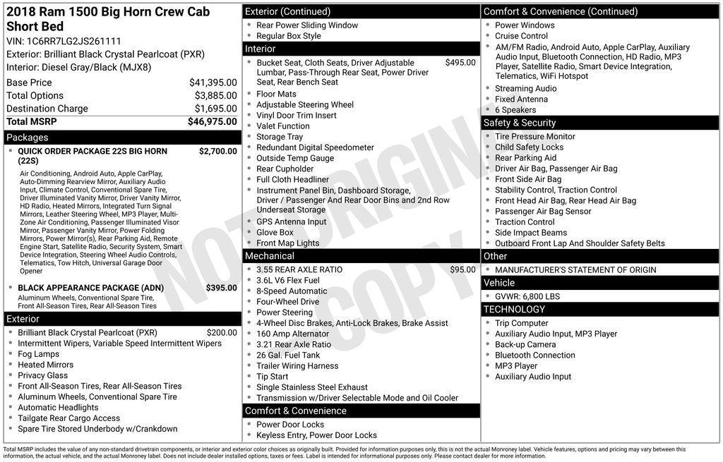 used 2018 Ram 1500 car, priced at $20,500