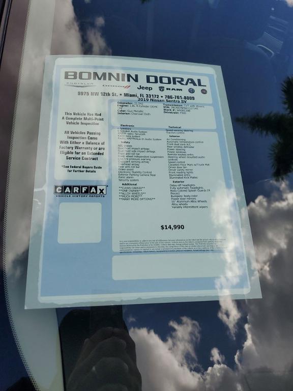 used 2019 Nissan Sentra car, priced at $13,490