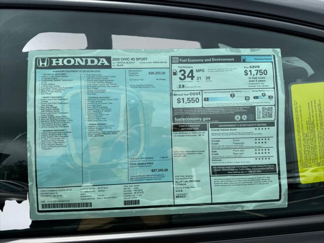 new 2025 Honda Civic car, priced at $27,400