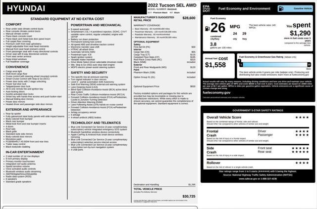 used 2022 Hyundai Tucson car, priced at $20,968