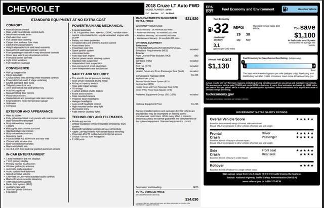 used 2018 Chevrolet Cruze car, priced at $13,488
