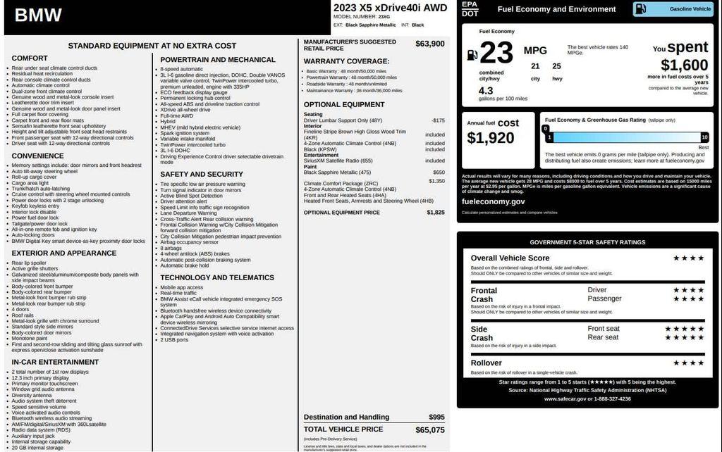 used 2023 BMW X5 car, priced at $39,488