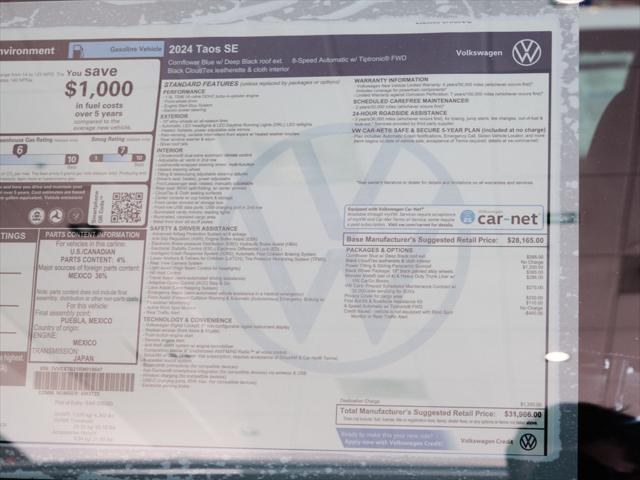 new 2024 Volkswagen Taos car, priced at $28,732