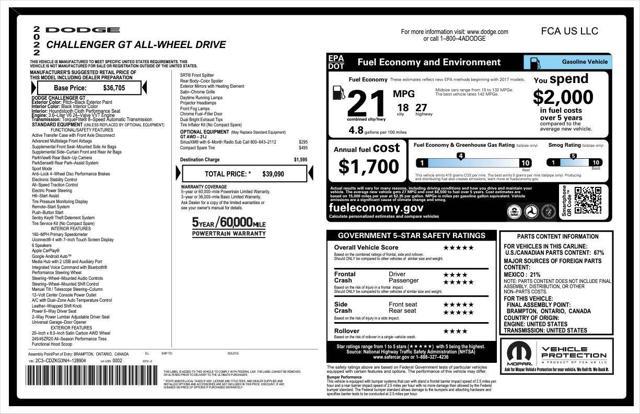 used 2022 Dodge Challenger car, priced at $20,974