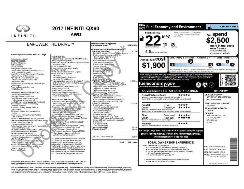 used 2017 INFINITI QX60 car, priced at $15,744