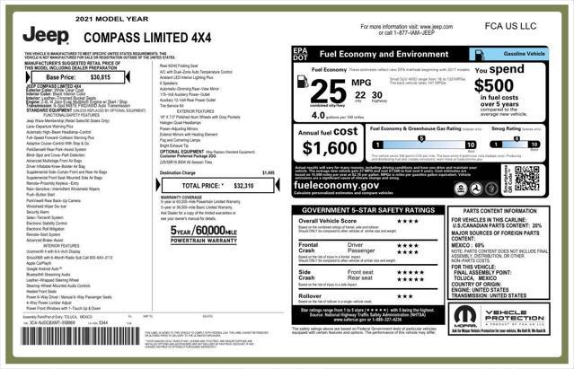 used 2021 Jeep Compass car, priced at $18,472