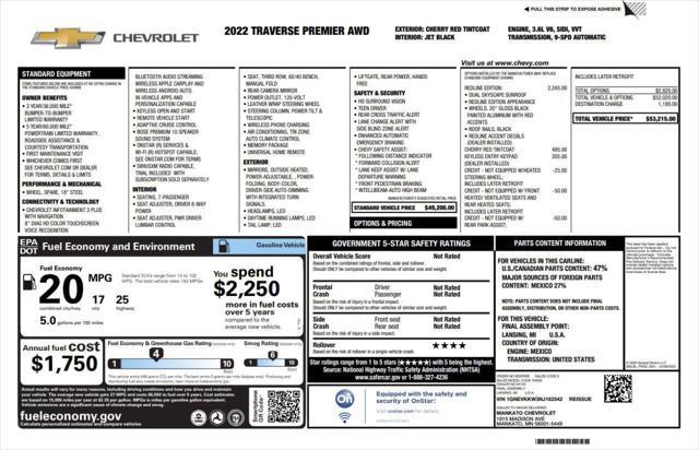 used 2022 Chevrolet Traverse car, priced at $27,594