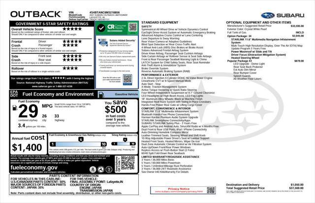 used 2021 Subaru Outback car, priced at $21,574