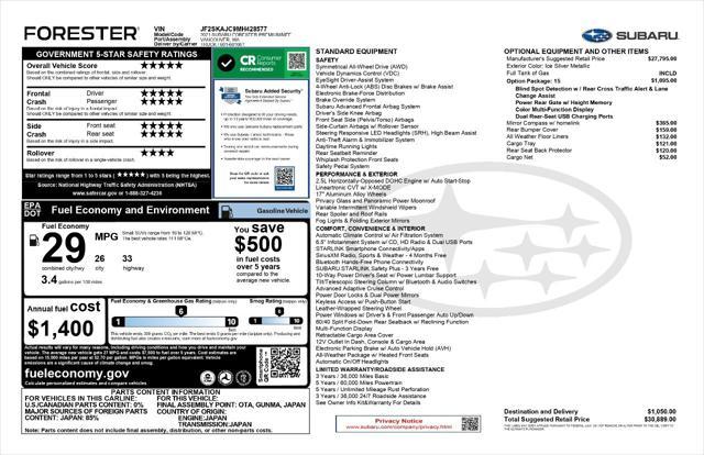 used 2021 Subaru Forester car, priced at $19,572