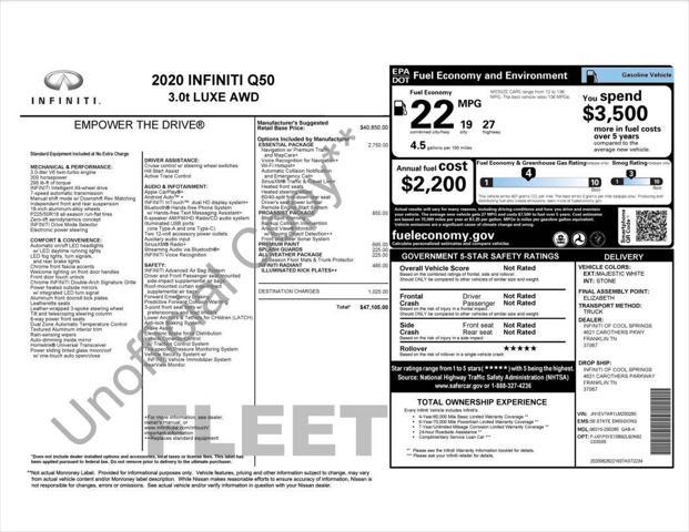 used 2020 INFINITI Q50 car, priced at $19,952