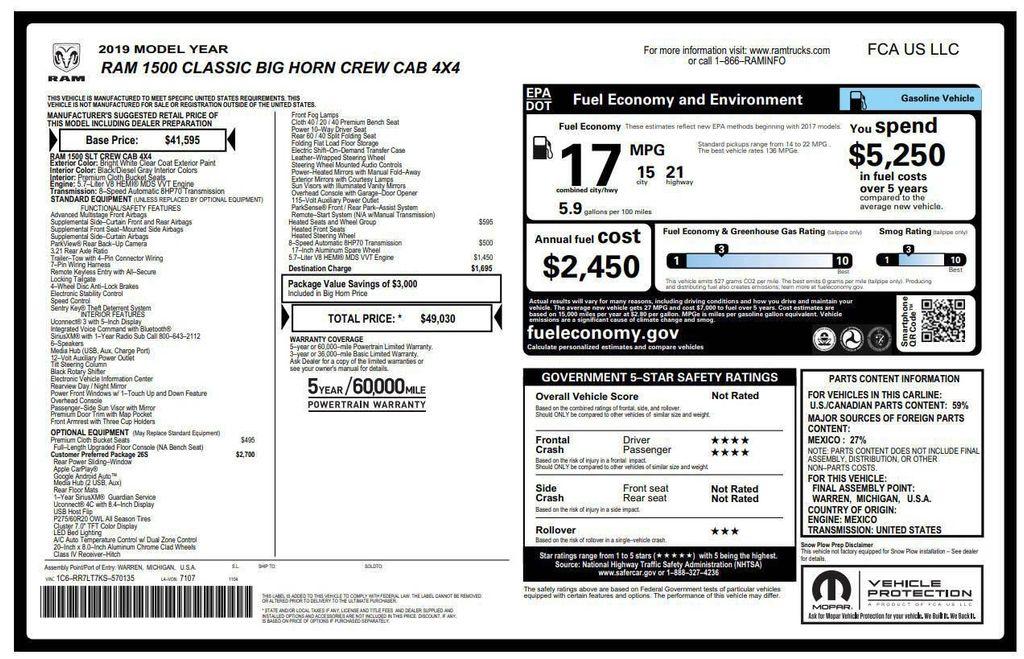 used 2019 Ram 1500 car, priced at $21,495