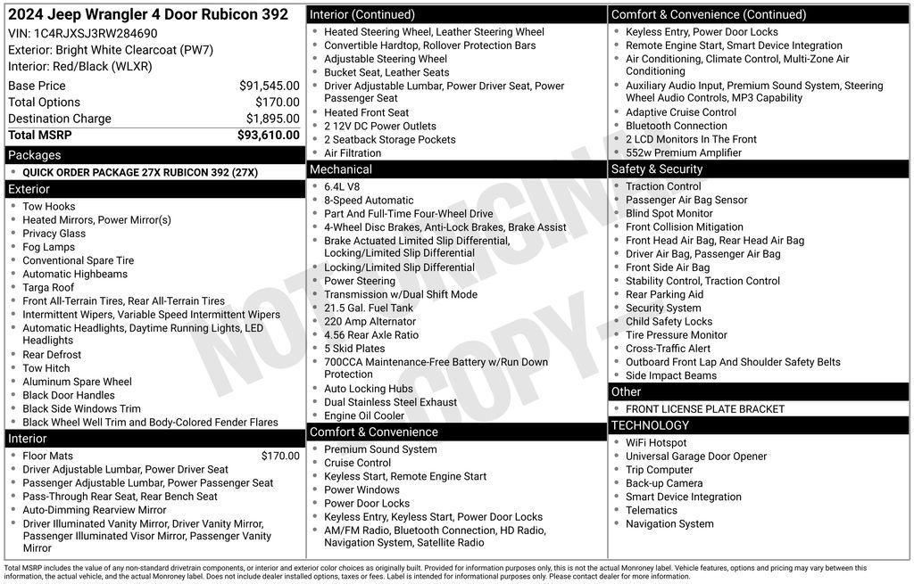 new 2024 Jeep Wrangler car, priced at $89,174