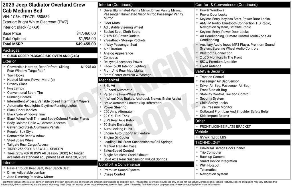 used 2023 Jeep Gladiator car, priced at $32,397