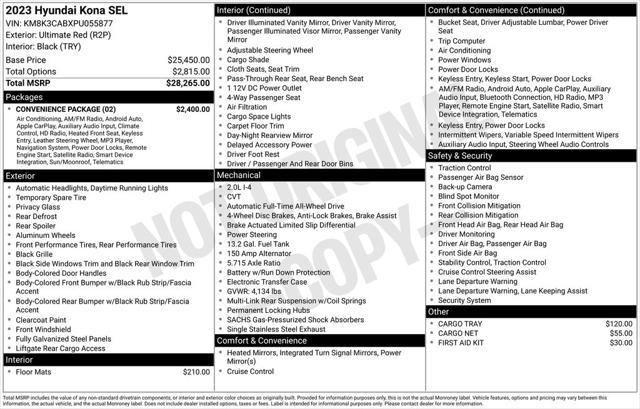used 2023 Hyundai Kona car, priced at $23,762