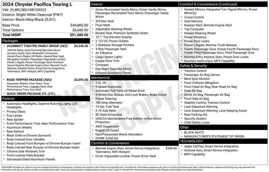 used 2024 Chrysler Pacifica car, priced at $40,391