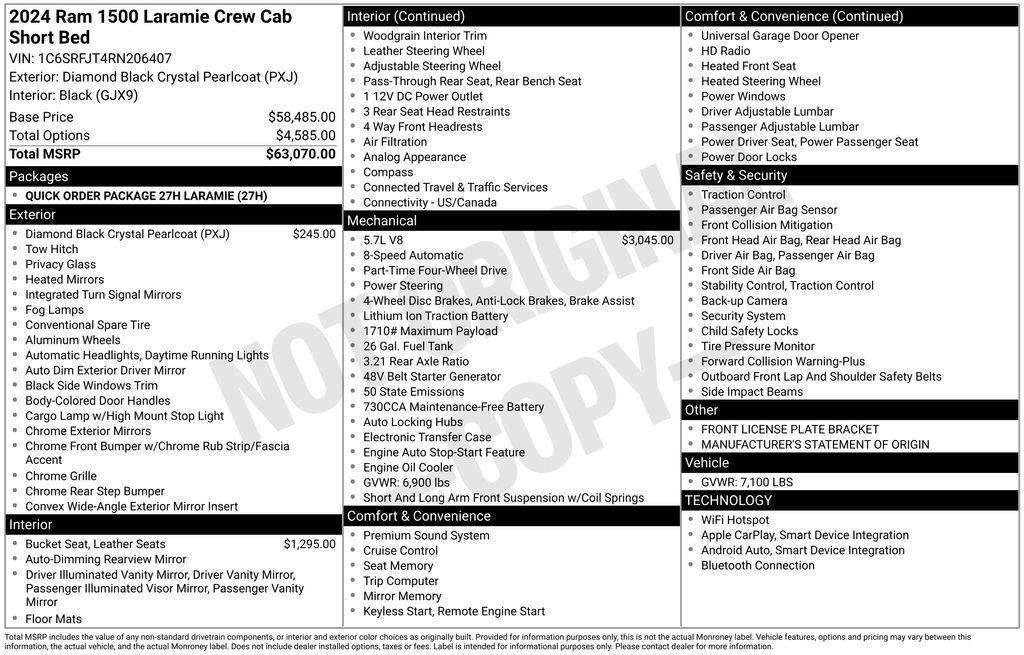 used 2024 Ram 1500 car, priced at $43,218