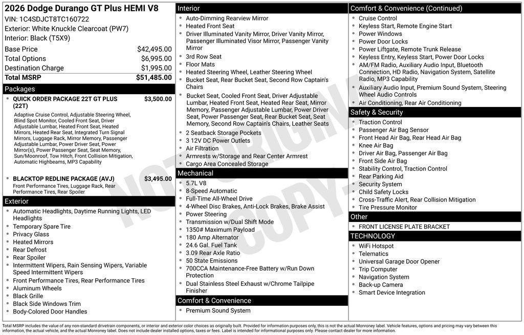 new 2026 Dodge Durango car, priced at $47,054