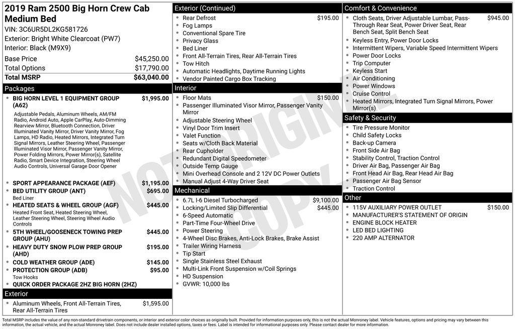 used 2019 Ram 2500 car, priced at $39,915