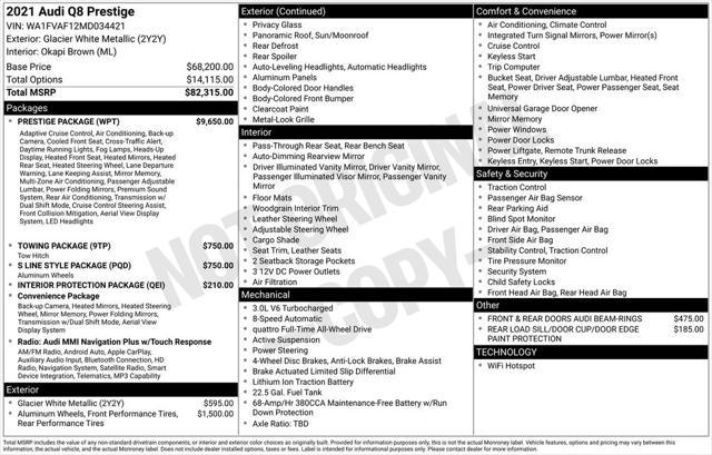 used 2021 Audi Q8 car, priced at $36,333