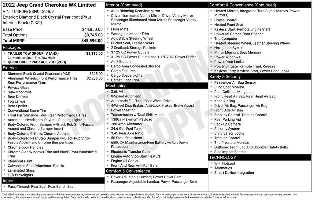 used 2022 Jeep Grand Cherokee car, priced at $27,999