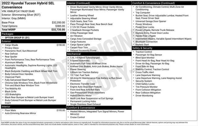 used 2022 Hyundai TUCSON Hybrid car, priced at $21,262