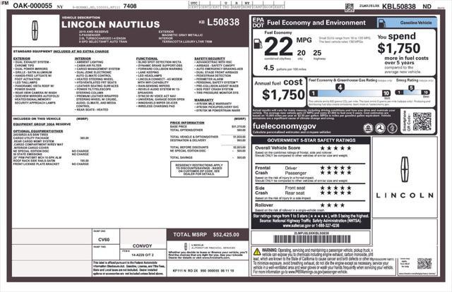 used 2019 Lincoln Nautilus car