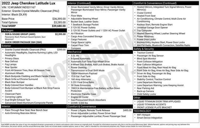 used 2022 Jeep Cherokee car