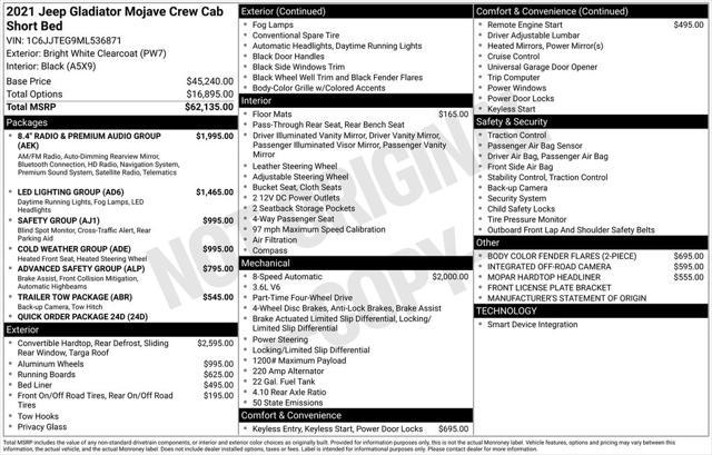used 2021 Jeep Gladiator car, priced at $32,451