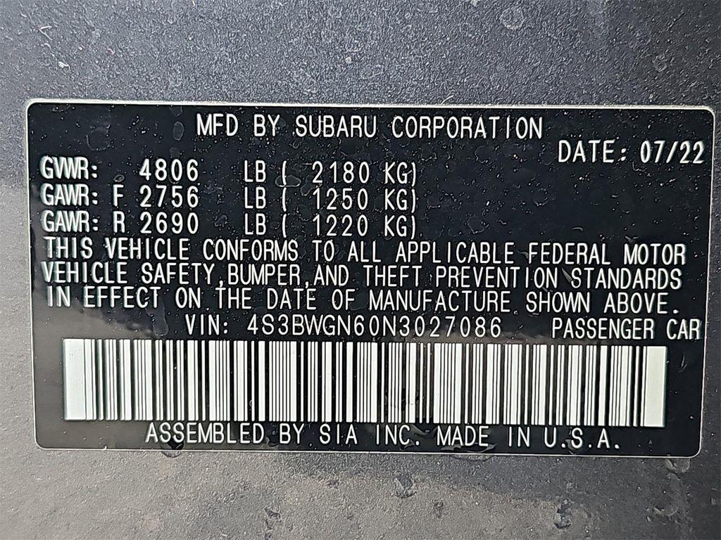 used 2022 Subaru Legacy car, priced at $27,300