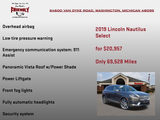 used 2019 Lincoln Nautilus car, priced at $20,957