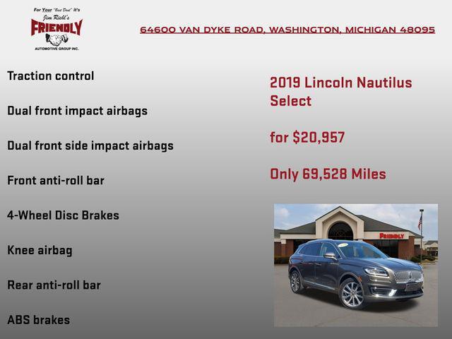 used 2019 Lincoln Nautilus car, priced at $20,957