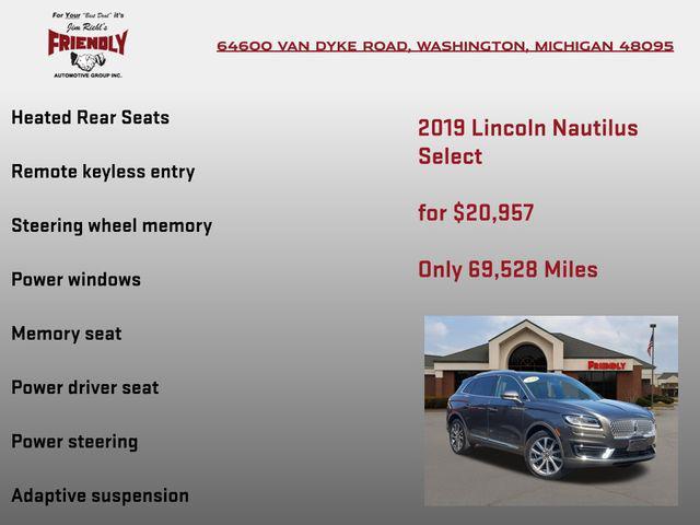 used 2019 Lincoln Nautilus car, priced at $20,957