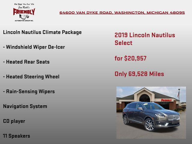 used 2019 Lincoln Nautilus car, priced at $20,957