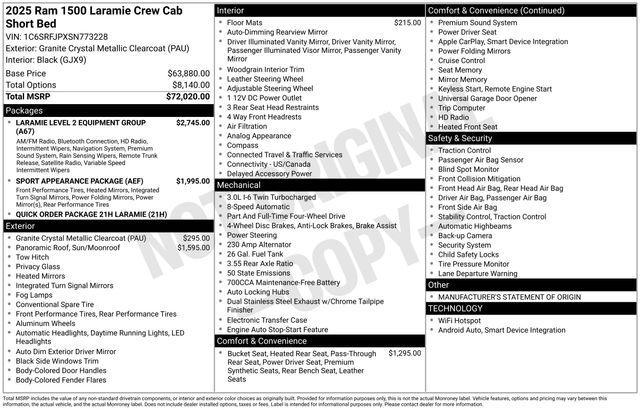 new 2025 Ram 1500 car, priced at $57,654