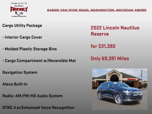used 2022 Lincoln Nautilus car, priced at $31,390