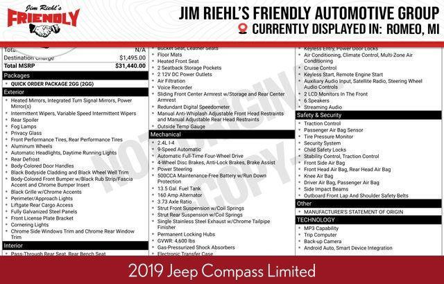 used 2019 Jeep Compass car, priced at $17,390