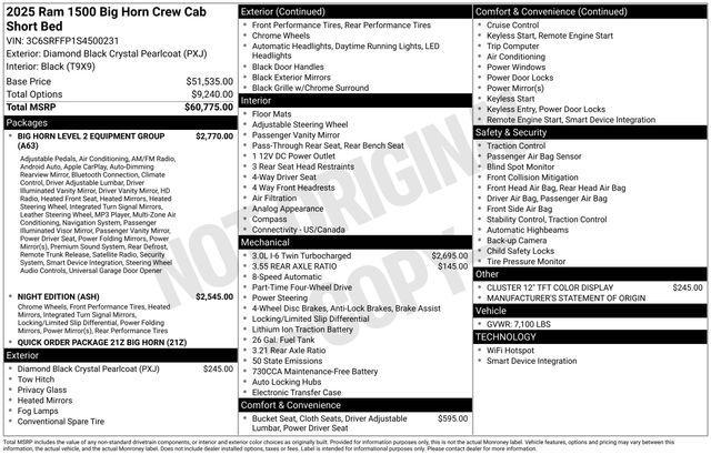new 2025 Ram 1500 car, priced at $56,283