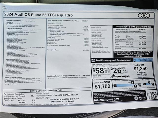 new 2024 Audi Q5 e car, priced at $60,785