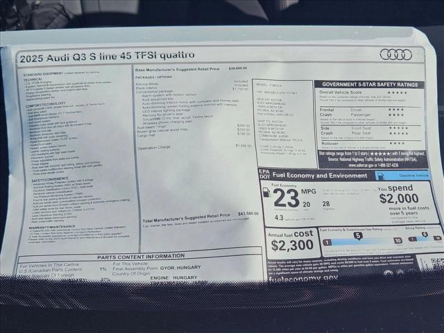 new 2025 Audi Q3 car, priced at $43,580