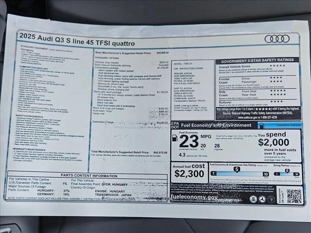 new 2025 Audi Q3 car, priced at $45,975