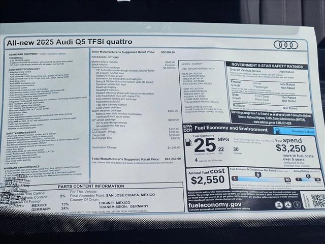 new 2025 Audi Q5 car, priced at $61,240