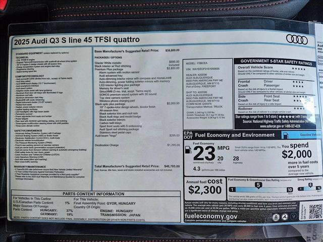new 2025 Audi Q3 car, priced at $46,785