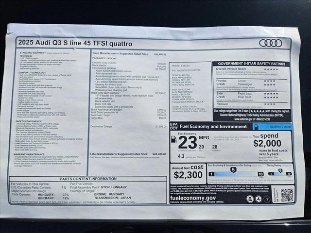 new 2025 Audi Q3 car, priced at $46,200