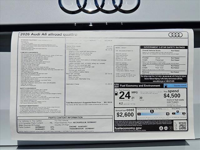 new 2026 Audi A6 allroad car, priced at $82,190