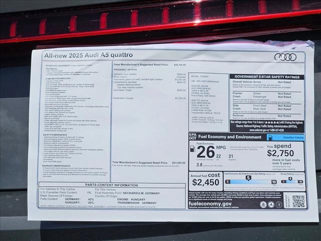 new 2025 Audi A5 car, priced at $53,685