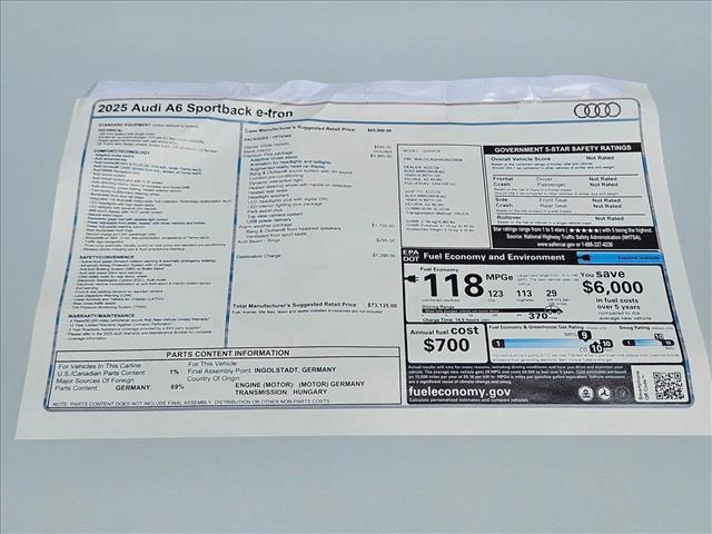 new 2025 Audi A6 e-tron car, priced at $73,135