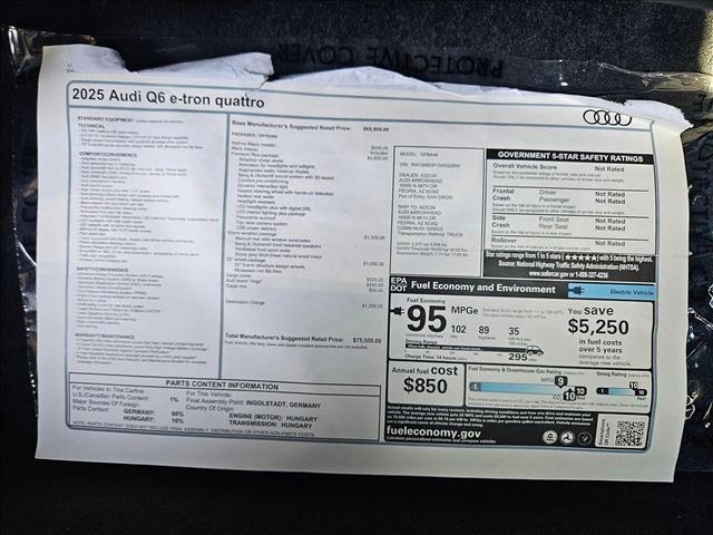 new 2025 Audi Q6 e-tron car, priced at $75,500