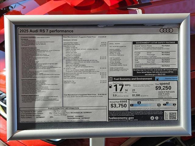 new 2025 Audi RS 7 car, priced at $146,590