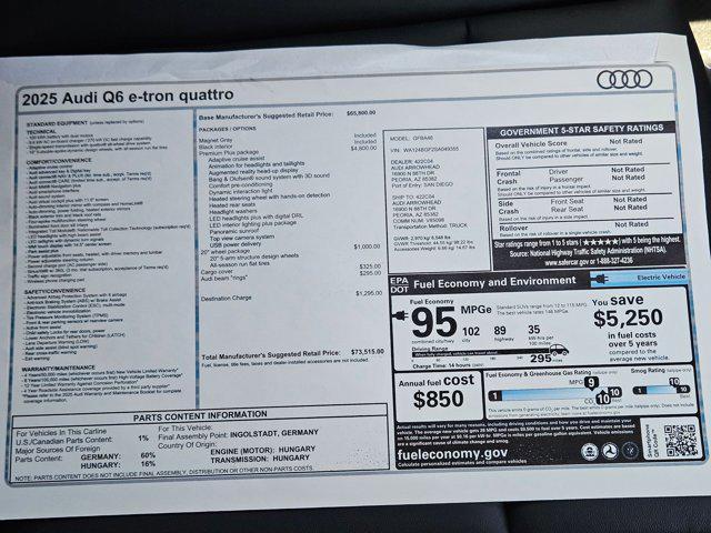 new 2025 Audi Q6 e-tron car, priced at $69,995